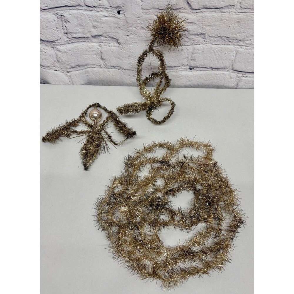 Antique Metal Tinsel Garland Christmas Ornaments Decorations Feather Tree